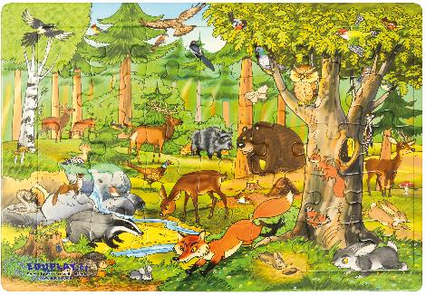 Puzzle Wald Scheue Wildtiere friedlich beisammen - Kisus e.K. - Kinder, Spiel und Spaß