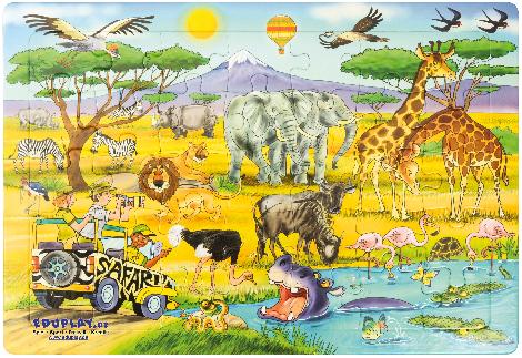 Puzzle Safari Auf Safari in Afrika ... Elefanten, Giraffen, Löwen, Zebras, Büffel - Kisus e.K. - Kinder, Spiel und Spaß