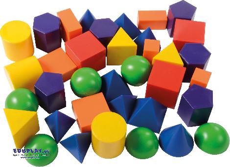 Geoformen farbig 36 Stück Pyramiden, Quader, Säulen ... zum Bauen, spielen und Kennenlernen der geometrischen Körper. Kisus e.K. - Kinder, Spiel und Spaß - Kindergarte, KITA, Vorschule, Schule