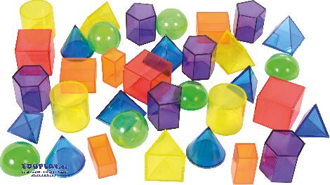 Geoformen transparent 36 Stück Pyramiden, Quader, Säulen ... zum Bauen, spielen und Kennenlernen der geometrischen Körper.