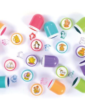 Tierstempel 10 Stück Für Dauerstempler: Stempel und Kissen in Einem ... 10 süße Tiermotiv-Stempel zum Basteln, für Einladungskarten, als Mitgebsel oder kleines Überraschungsgeschenk. - Kisus e.K. - Kinder, Spiel und Spaß