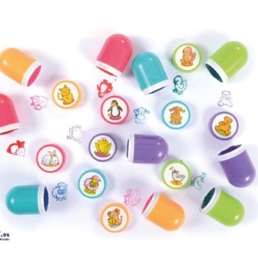 Tierstempel 10 Stück Für Dauerstempler: Stempel und Kissen in Einem ... 10 süße Tiermotiv-Stempel zum Basteln, für Einladungskarten, als Mitgebsel oder kleines Überraschungsgeschenk. - Kisus e.K. - Kinder, Spiel und Spaß