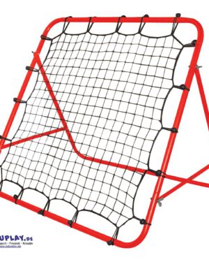 Tchoukballtrainer 100 x 100 cm Werfen und Fangen üben ... dafür braucht man nicht unbedingt einen Trainingspartner, mit diesem Tchoukball-Rahmen geht das auch. Spielvarianten sind zu zweit möglich oder die Mannschaft wirft in einem Trainingskreislauf auf das Netz. Fördert die Auge-Hand-Koordination und das Reaktionsvermögen. Die Höhe bzw. Neigung der Ballrückwurfwand ist mittels Flügelschrauben links und rechts in 5 Stufen von 87 bis 92 cm verstellbar. - Kisus e.K. - Kinder, Spiel und Spaß - Kindergarten, KITA, Schule, Sport, Sportunterreicht, Sportverein