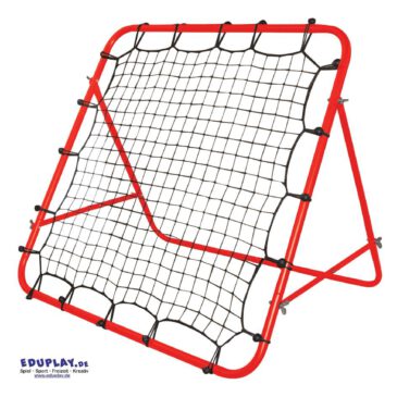 Tchoukballtrainer 100 x 100 cm Werfen und Fangen üben ... dafür braucht man nicht unbedingt einen Trainingspartner, mit diesem Tchoukball-Rahmen geht das auch. Spielvarianten sind zu zweit möglich oder die Mannschaft wirft in einem Trainingskreislauf auf das Netz. Fördert die Auge-Hand-Koordination und das Reaktionsvermögen. Die Höhe bzw. Neigung der Ballrückwurfwand ist mittels Flügelschrauben links und rechts in 5 Stufen von 87 bis 92 cm verstellbar. - Kisus e.K. - Kinder, Spiel und Spaß - Kindergarten, KITA, Schule, Sport, Sportunterreicht, Sportverein