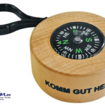Kompass Holz Komm gut heim ... mit diesem Kompass als Schlüsselanhänger ganz bestimmt. Eine ausgefallene Geschenkidee
