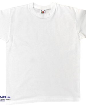 T-Shirt, weiß, Größe: 128 Tolle Bastelaktion für den Kindergeburtstag ... und gleich noch ein Erinnerungsstück daran sind diese weißen Kinder T-Shirts. Mit Batiktechnik, Kartoffeldruck, unseren Sunnysue Stempel-Motiven oder Textilmalfarbe können sie nach Lust und Laune gestaltet werden.