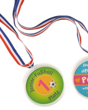 Medaille zum Selbstgestalten Zur Themenparty, beim Teamsport oder als Geschenk ... Deckel ab - Foto oder Motiv rein - Deckel wieder drauf und mit der Anstecknadel an der Kleidung oder einer mit Stoff bespannten Pinnwand befestigen.