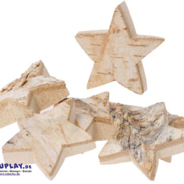 Naturholzscheiben Stern, 6er Natürliche Weihnachtsdeko