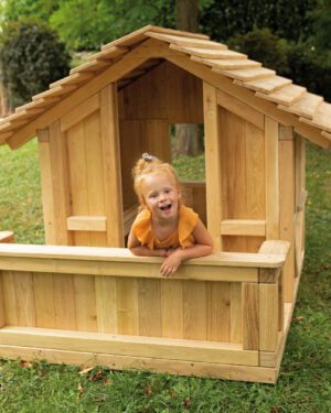 Spielhaus Robinchen mit Terrasse Das gehört in jeden "Kinder-Garten" ... Ein Spielhaus bietet den Kindern viele Möglichkeiten sich zu entwickeln: vom Rollenspiel, als Kinder-Theater und es ist auch ein Rückzugsort, wo die Kinder ungestört spielen können.