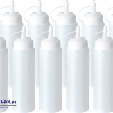 Spritzflasche 10er Set Flasche mit Dospierspitze ... Stabile, bruchfeste und dennoch weiche Flaschen mit Düse zum leichten Herausdrücken von Wasser und viskosen Flüssigkeiten. Dank Schraubverschluss leicht befüllbar. Inhalt: 250 ml. - Kisus e.K. - Kinder, Spiel und Spaß - Fach-Großhandel für Kindergartenausstattung, Spielwaren und Bastelbedarf