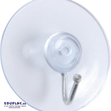 Saugnapf mit Haken Wieder ablösbare Aufhängung ... Der transparente Saugnapf mit Haken haftet ohne Kleber auf Glas, Fliesen und ähnlich glatten Oberflächen, lässt sich spurenlos ablösen und wieder verwenden.