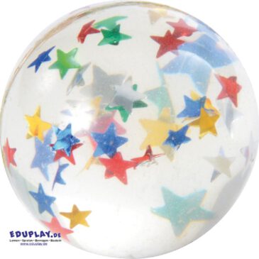 Sterne-Flummis 25er Set Handschmeichelnder Sprungkünstler ... Der transparente Flummi ist mit schillernden Sternen gefüllt und springt ganz hervorragend. - Kisus e.K. - Kinder, Spiel und Spaß - FAch-Großhandel für Kindergartenbedarf und Spielwaren