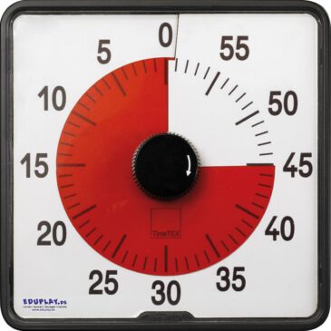 Countdown Timer Klassik Große, lautlose Countdown-Uhr mit gespiegeltem Ziffernblatt Die lautlos, rückwärts laufende Uhr mit gespiegeltem Ziffernblatt zeigt exakt, wie viele Minuten verbleiben. Die Zeit kann mit einem gut greifbaren Drehknopf eingestellt werden und läuft im Uhrzeigersinn ab. Der farbige Bereich vermittelt auf einen Blick die Zeit-Information, ohne dass die Schüler von ihrer Aufgabe abgelenkt werden. Das Tonsignal zum Ablauf der Zeit kann laut, leise oder lautlos und in 8 verschiedenen Längen eingestellt werden. Mit ausklappbaren Standfüßchen, Wand-Aufhängebohrung und rückseitigem Magnet zum Anbringen an der Tafel.