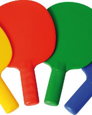 Tischtennis Schläger 4er Set Robust und wetterfest Die Tischtennis Schläger in Basic-Farben mit genopptem Griff und angerauter Schlägerfläche sind ideal für Kiga und Schulen: Sie sind langlebig und stabil, für drinnen wie draußen und sogar im Wasser einsetzbar. - Kisus e.K. - Kinder Spiel und Spaß - Fachgroßhandel für Kindergarten, Kita, Hort und Schule