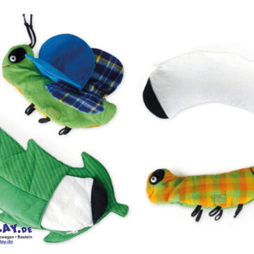 Entwicklung des Schmetterlings aus Stoff Aus einem Krempeltier wird ein Schmetterling ... Das Set zeigt, wie aus einem Ei eine Raupe und daraus ein Schmetterling wird: durch zwei Stofftiere, die ineinander umkrempelbar sind. Mit dem dreiteiligen Stoffmodell kann schon den Kleinsten die faszinierende Verwandlung des Schmetterlings vermittelt werden. Kisus e.K. - Kinder, Spiel und Spaß - Fach-Großhandel für Kita, Kindergarten, Krippe und Schule