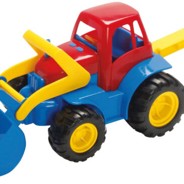 Baggerlader mit Flüsterreifen Doppelter Baggerspaß mit leisen Rädern ... Der robuste Traktor mit Gummireifen hat eine Schaufel am Frontlader und zusätzlich eine Baggerschaufel auf der Rückseite. So können Kids nach Belieben große und kleine Löcher buddeln und flüsterleise den Aushub abtransportieren. Kisus e.K. - Kinder, Spiel und Spaß - Großhandel für Kindergartenausstattung, Spielwaren und Bastelbedarf