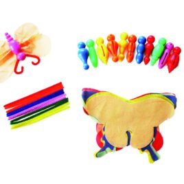 Schmetterlingsbastelset Farbenfrohe Schmetterlinge ... warten darauf, gebastelt zu werden, um als Zimmer- oder Fensterschmuck Freude zu bringen. Inhalt: 12 Körper, 12 Pfeifenputzer als Fühler, 12 Flügel aus Seidenpapier in 4 verschiedenen Designs. Kisus e.K. - Kinder, Spiel und Spaß - Fachgroßhandel für Kita, Kindergarten, Hort und Schule - basteln, bastelbedarf, muttertag, frühling, sommer