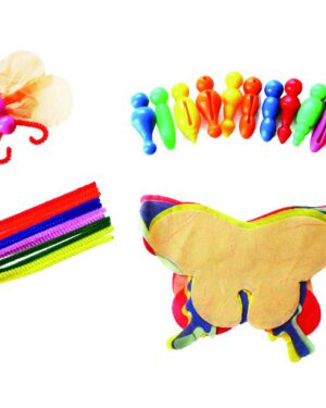 Schmetterlingsbastelset Farbenfrohe Schmetterlinge ... warten darauf, gebastelt zu werden, um als Zimmer- oder Fensterschmuck Freude zu bringen. Inhalt: 12 Körper, 12 Pfeifenputzer als Fühler, 12 Flügel aus Seidenpapier in 4 verschiedenen Designs. Kisus e.K. - Kinder, Spiel und Spaß - Fachgroßhandel für Kita, Kindergarten, Hort und Schule - basteln, bastelbedarf, muttertag, frühling, sommer
