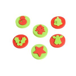 Handflächenstempel Weihnachten 6er Set Set mit 6 weihnachtlich gestalteten Handflächenstempel ... Schneemann, Stern, Stechpalme, Glocke, Engel, Weihnachtsbaum.