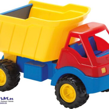 Kipplastwagen mit Flüsterreifen Leiser Laster mit großer Ladefläche ... Durch die Heckklappe lässt sich bei gekippter Ladefläche das Transportgut absetzen. An der Front befindet sich eine Öse, so dass das Fahrzeug mit leisen Gummireifen auch gezogen werden kann. Kisus e.K. - Kinder, Spiel und Spaß