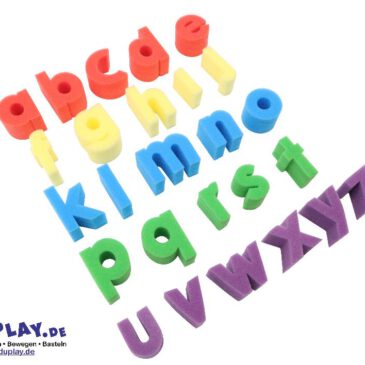 Schwamm-Kleinbuchstaben Set aus 26 Schwammbuchstaben ... einer für jeden Buchstaben des Alphabets in Kleinbuchstaben. Ideal für die Anwendung mit fertig gemischter Farbe. Leicht abwaschbar und immer wieder verwendbar. Kisus e.K. - Kinder, Spiel und Spaß