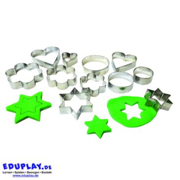 Metall-Ausstecher 12er Set 12 Metall-Ausstecher ... in 3 Größen: Kreis, Herz, Stern und Blume. Ideal für die Verwendung mit Modelliermasse und beim Kochen.