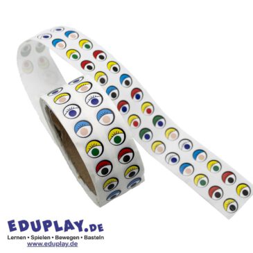Bunte Augensticker auf der Rolle 2000er Set 2000 farbige Augensticker ... in verschiedenen Designs. Durchmesser jedes Auges ca. 13 mm. Eine Auswahl an farbigen Augenaufklebern, die für eine Vielzahl von Kunst- und Bastelaktivitäten verwendet werden können. Verwende sie auf Papier oder Karton, Holzlöffeln, Holzstäbchen, Pompons, Styroporkugeln usw., um deine Bastelkreationen zu verschönern.