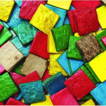 Quadrate aus Kokosnussschalen bunt 150g