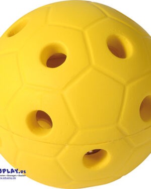 Klingel-Fussball Klingelball mit griffigen Löchern ... Der durch seine Materialstärke feste Ball ist gut zu greifen. Beim Werfen, Spielen und Rollen klingelt das Glöckchen und animiert kleine Kinder zum Hinterherkrabbeln bzw. Hinterherlaufen. - Kisus e.K. Kinder, Spiel und Spaß - Großhandel für Kita, Kindergarten, Krippe, Hort, Schule WfbM, Behinderteneinrichtung - sehbehindert, blind