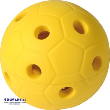 Klingel-Fussball Klingelball mit griffigen Löchern ... Der durch seine Materialstärke feste Ball ist gut zu greifen. Beim Werfen, Spielen und Rollen klingelt das Glöckchen und animiert kleine Kinder zum Hinterherkrabbeln bzw. Hinterherlaufen. - Kisus e.K. Kinder, Spiel und Spaß - Großhandel für Kita, Kindergarten, Krippe, Hort, Schule WfbM, Behinderteneinrichtung - sehbehindert, blind