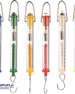 Dynamometer 6er Set Wiegen und Kräfte messen ... Die Federwaagen machen den Widerstand sichtbar: beim Wiegen bzw. Kräftemessen zieht sich die Feder sichtbar auseinander. Das transparente Gehäuse ist mit Gramm- und Newton-Skala bedruckt. - Kisus e.K. Kinder, spiel und Spaß - Spielzeug zum Experimentieren