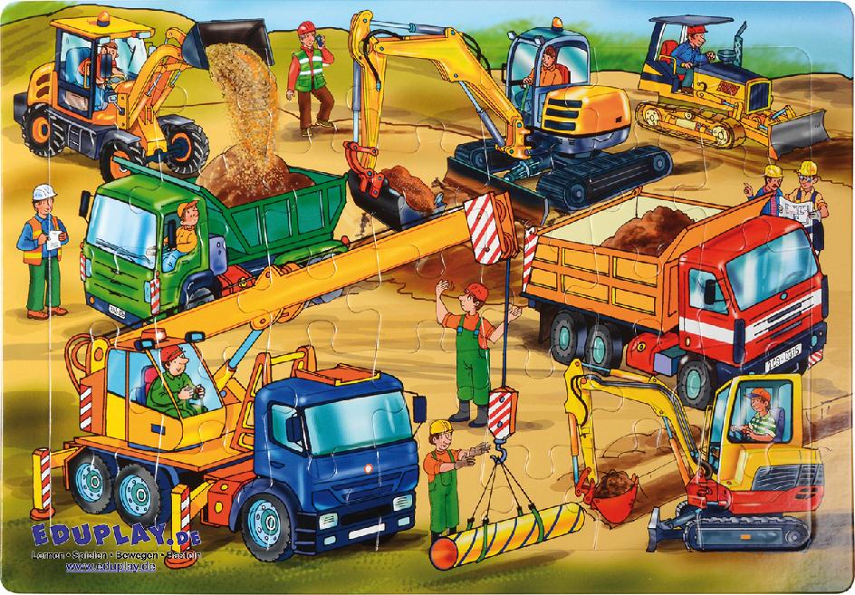 Puzzle Baumaschinen Ganz viel zu entdecken ... gibt es auf diesen wunderschön illustrierten Puzzles. 35 Teile.