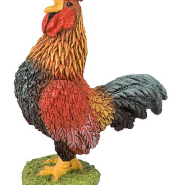 Hahn Spielfigur Ein männliches Huhn nennt man Hahn oder Gockel ... Er ist auch deutlich größer als das Huhn. Typisch für die Tiere sind der rote Kamm und die Kehlklappen am Kopf. Vor allem bei dem Hahn ist der Kamm sehr groß. Haushühner sind Vögel, die die meiste Zeit auf dem Boden leben. Sie können nicht besonders gut fliegen, aber dafür umso schneller rennen. Außerdem sind sie kurzsichtig. Alles was mehr als 50 m entfernt ist können sie nicht mehr erkennen. Hühner fressen Pflanzen, Fleisch, Fisch, Körner, Insekten und Würmer. Die Haushühner leben meist draußen auf der Wiese. In der Nacht brauchen sie einen Stall wo sie vor den Feinden und der Kälte geschützt sind. Die PVC-freie Spielfigur ist naturgetreu von Hand bemalt. Mit dem Gütesiegel SPIEL GUT ausgezeichnet.