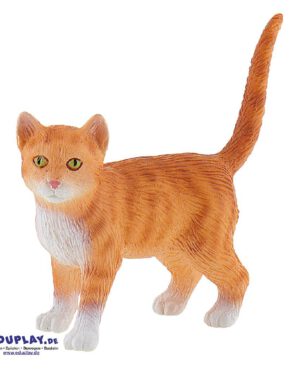 Katze Spielfigur Die American Shorthair stammt vermutlich ... von den Vorgängern der heutigen Britisch Kurzhaar ab, die von britischen Siedlern nach Nordamerika mitgebracht worden sind. Sie ist eine sehr athletische Katze, die einen schlanken und kraftvollen Körper hat. Sie ist mittelgroß bis groß, stark und muskulös, nicht zu kompakt, sondern geschmeidig. Das Fell ist kurz, dicht, fest und glänzend. Katzen sind reine Fleischfresser und jagen ihr Futter am liebsten selbst. Die PVC-freie Spielfigur ist naturgetreu von Hand bemalt. Mit dem Gütesiegel SPIEL GUT ausgezeichnet.