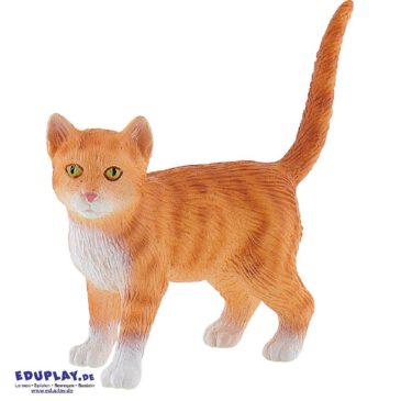 Katze Spielfigur Die American Shorthair stammt vermutlich ... von den Vorgängern der heutigen Britisch Kurzhaar ab, die von britischen Siedlern nach Nordamerika mitgebracht worden sind. Sie ist eine sehr athletische Katze, die einen schlanken und kraftvollen Körper hat. Sie ist mittelgroß bis groß, stark und muskulös, nicht zu kompakt, sondern geschmeidig. Das Fell ist kurz, dicht, fest und glänzend. Katzen sind reine Fleischfresser und jagen ihr Futter am liebsten selbst. Die PVC-freie Spielfigur ist naturgetreu von Hand bemalt. Mit dem Gütesiegel SPIEL GUT ausgezeichnet.