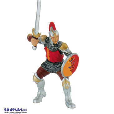 Schwertkämpfer rot Spielfigur Das Mittelalter übt seit jeher eine große Faszination aus ... Besonders für Jungen bietet die Epoche viele Möglichkeiten für fantasievolle Rollenspiele. So können Ritterturniere oder auch große Schlachten nachgespielt werden. Die detailgetreue Spielfigur ist liebevoll von Hand bemalt und aus PVC-freiem Grundmaterial gefertigt.