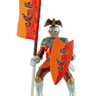 Turnierritter rot Spielfigur Das Mittelalter übt seit jeher eine große Faszination aus ... Besonders für Jungen bietet die Epoche viele Möglichkeiten für fantasievolle Rollenspiele. So können Ritterturniere oder auch große Schlachten nachgespielt werden. Die detailgetreue Spielfigur ist liebevoll von Hand bemalt und aus PVC-freiem Grundmaterial gefertigt. Der hier dargestellte Ritter ist bereit für seinen Kampf. Er trägt eine rote Rüstung und hat in der einen Hand sein Schild und trägt in der anderen stolz die eigene Fahne. Material: TPE Maße: 8,2 x 4,3 x 12,5 cm Ab 3 Jahre