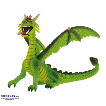 Drache grün Spielfigur Ein scharfer, durchdringender Blick ... giftiger Atem, ein feuriger Schlund und gepanzert mit Schuppen hart wie Diamant, bewacht der Drache seinen Hort, angefüllt mit den kostbarsten Schätzen längst vergangener Tage. Er bringt Chaos und Vernichtung übers Land und fordert seinen Tribut: eine schöne Königstochter, geopfert um den Drachen milde zu stimmen. Nur ein Held von wahrer Stärke, Tapferkeit und Moral wird ihn je bezwingen können. Tauche jetzt ein in die Welt der Sagen und Legenden. Die Spielfigur ist mit viel Liebe zum Detail von Hand bemalt.