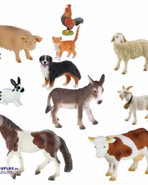 Bauernhof Spielfiguren 10er Set Natur- und detailgetreue Spielfiguren ... Für Rollenspiele, Märchenstunden, Tiergeschichten ... die hochwertig verarbeiteten Figuren sorgen für Spielspaß, regen die Fantasie an, fördern das Sprechen und soziale Kompetenzen.
