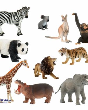 Zoo Spielfiguren 10er Set Natur- und detailgetreue Spielfiguren ... Für Rollenspiele, Märchenstunden, Tiergeschichten ... die hochwertig verarbeiteten Figuren sorgen für Spielspaß, regen die Fantasie an, fördern das Sprechen und soziale Kompetenzen. Reinigung: mit feuchtem Tuch von Hand.