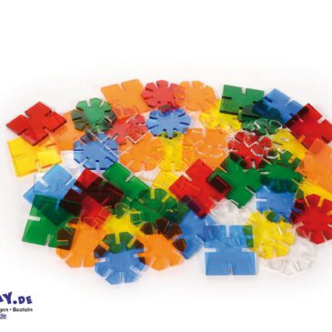 Steck-Bausteine 48er Set Durchsehen, sortieren, zusammenstecken ... Aus den flachen Steck-Bausteine in zwei Formen und sechs transluzenten Farben können Kinder unendlich viele Kombinationen bauen. Toll auch auf einem Leuchttisch, um mit Überlagerung der Farben zu experimentieren.