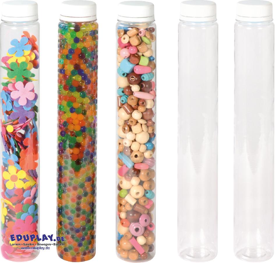 Sensorik Röhren DIY 10er Set
Für individuelle Sinnes-Experimente
... Die Röhren mit Schraubverschluss können nach Belieben befüllt werden, um die Sinnesreize der Kinder anzusprechen: Salz, Zucker zum schmecken. Perlen, Nüsse, ... um Geräusche zu erzeugen. Farbige Flüssigkeiten, transparente Steine zum Beobachten. Kaffeebohnen, Duftendes zum Riechen. Warmes Wasser, Eis zum Fühlen. Röhren werden ohne Deko oder Inhalt geliefert. Sensorik Röhren DIY 10er Set Für individuelle Sinnes-Experimente ... Die Röhren mit Schraubverschluss können nach Belieben befüllt werden, um die Sinnesreize der Kinder anzusprechen: Salz, Zucker zum schmecken. Perlen, Nüsse, ... um Geräusche zu erzeugen. Farbige Flüssigkeiten, transparente Steine zum Beobachten. Kaffeebohnen, Duftendes zum Riechen. Warmes Wasser, Eis zum Fühlen. Röhren werden ohne Deko oder Inhalt geliefert.