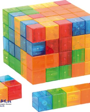 Magnet Cubes 100er Set Klack - und der Magnet haftet ... Die transluzenten Magnetwürfel sind toll Bauen und für Experimente - auch auf einem LED-Panel. Die Bausteine haften an allen sechs Seiten, denn die kleinen Magnete richten sich automatisch am benachbarten Magnet aus.