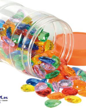 Acryl Juwelen 144 Stück Magisch glitzernde Acryl Juwelen ... Die geschliffenen Oberflächen lassen die Steine in sechs verschiedenen Farben und Formen im Licht wunderschön funkeln. Für fantasievolles Spielen, Förderung des Tastsinns, für kreative Bastelarbeiten, zum Sortieren nach Form oder Farbe und für Zählspiele. Inkl. Schraubdose zur Aufbewahrung.