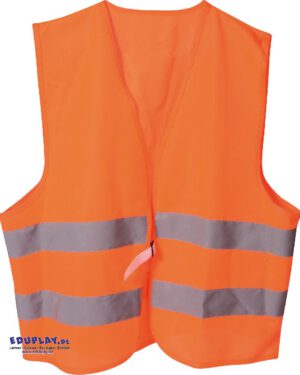 Warnweste groß 58 x 61 cm Mehr Sicherheit auf dem Schulweg und unterwegs ... Die Warnweste sorgt dafür, als Fußgänger und Radfahrer besser gesehen zu werden. Mit zwei rundum laufenden, 5 cm breiten Reflektorstreifen und Schnalle vorn - sorgfältig verarbeitet. Die ist auch toll für Rollenspiele, z.B. als Bauarbeiter oder Feuerwehrmann.