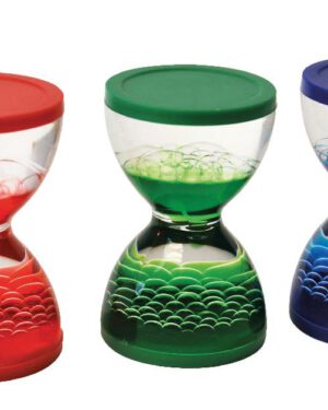 Blasenblubbler 3er Set Flüssige Sanduhr ... Dreht man das sanduhrförmige Gehäuse um, so verrinnt die Zeit in Form von Tropfen, die zu Boden sinken. Durch den Austausch der beiden sich abweisenden Flüssigkeiten steigen Blubberblasen nach oben - ein faszinierendes Schauspiel.