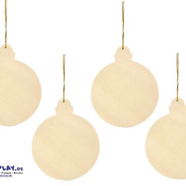 Christbaumkugeln 4er Set Große Fläche für kleine Künstler ... Der ganz persönliche Schmuck für den Weinachtsbaum sind diese Kugeln mit Goldfaden.