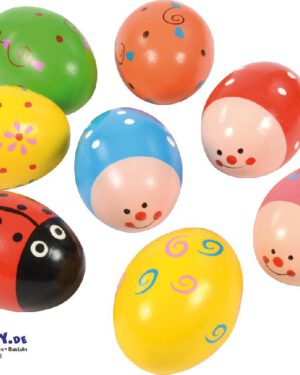 Motiv Rassel Eier 8er Set Dekorative Eier mit innerem Mehrwert ... Die mit fröhlichen Mustern oder als niedliche Käfer gestalteten Rassel Eier sind perfekt für die Osterzeit und bietet kleinen Entdeckern jede Menge Spielspaß. Sie fördern die Sinne und laden zum Erkunden und Musizieren ein.