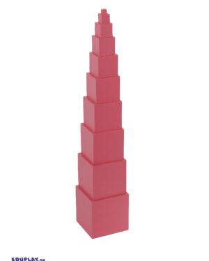 Montessori Rosa Turm Verständnis für Größen und Volumen entwickeln ... Der Rosa Turm fördert auf spielerische Weise die visuelle Wahrnehmung und das Verständnis von Größenverhältnissen. Kinder stapeln die zehn Würfel, um einen harmonischen Turm zu bauen, und lernen dabei Begriffe wie größer und kleiner sowie grundlegende Konzepte der Geometrie und des Volumens. Durch verschiedene Übungen wird die Feinmotorik gestärkt, während das eigenständige Entdecken von Kombinationen und Mustern die Kreativität anregt. Der Rosa Turm bietet vielseitige Einsatzmöglichkeiten und kann mit anderen Montessori-Materialien kombiniert werden. Die Würfel sind mit umweltfreundlicher, matter rosa Lackierung versehen.