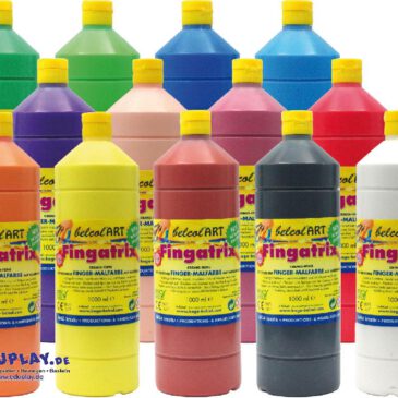 belcolART Fingatrix 1000ml grün ÖKO-Fingermalfarbe mit 98 % natürlichen Inhaltsstoffen ... Mit den Händen zu malen bedeutet, diese mit allen Sinnen zu erfassen. belcolART Fingatrix ist so cremig, dass man die Farbe richtig gerne auf der Haut spürt. Die Farben sind wunderbar kräftig, decken sehr gut, sind leicht zu mischen, mit Wasser verdünnbar, trocknen matt auf und lassen sich auch leicht wieder von der Haut abwaschen. Durch den enthaltenen Bitterstoff sind sie besonders sicher gegen Verschlucken. Flecken und Spritzer können aus der Kleidung mit kaltem Wasser und etwas Seife ausgewaschen werden. Bitte verwenden Sie keine Reinigungsmittel.
